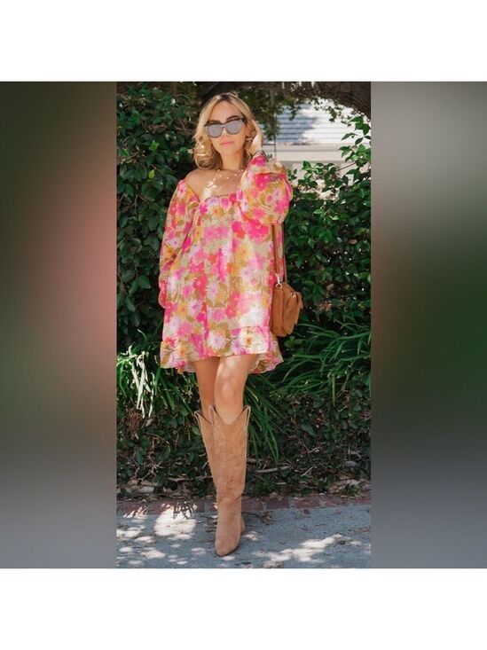 Show Me Your MuMu Dresses & Skirts - Show Me Your MuMu Briar Carnaby Floral Flower Power Retro Sheer Mini Dress S New